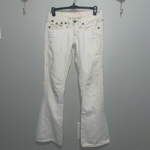 True Religion Joey low rise flare white jeans